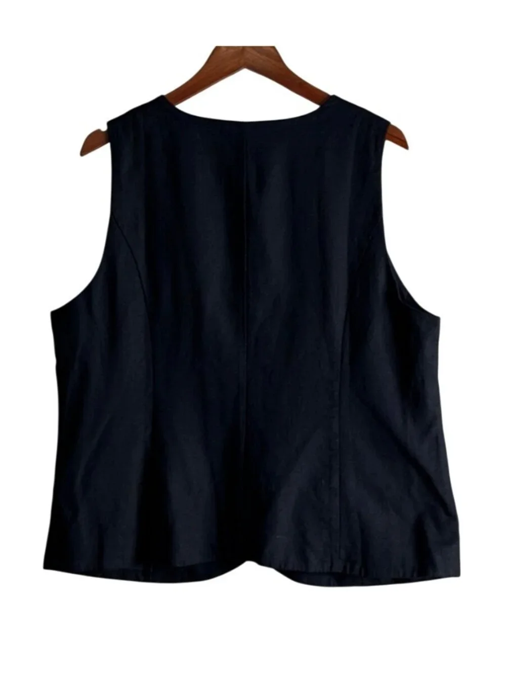 J. Crew Women's Long Button Front Vest Black Layering Size 16 NWT
